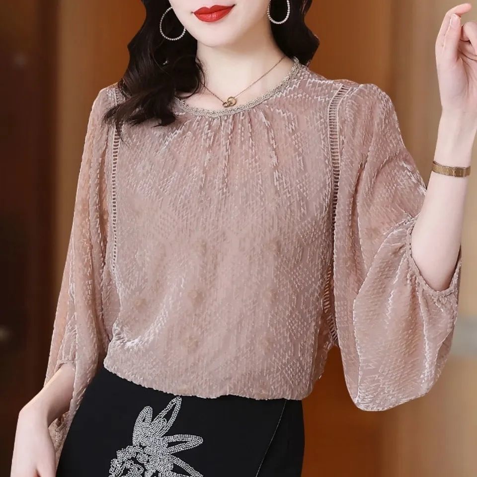 Áo Sơ Mi Chiffon Tay Lửng Dáng Rộng Thời Trang Mùa Hè Cho Nữ