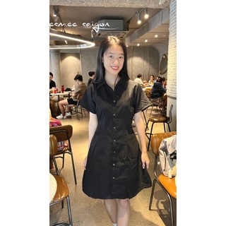 Váy sơ mi bo chun chiết eo 2 màu Esmée