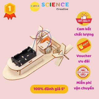 Đồ chơi lắp ghép Thuyền gỗ lắp ráp hai chân vịt cho bé