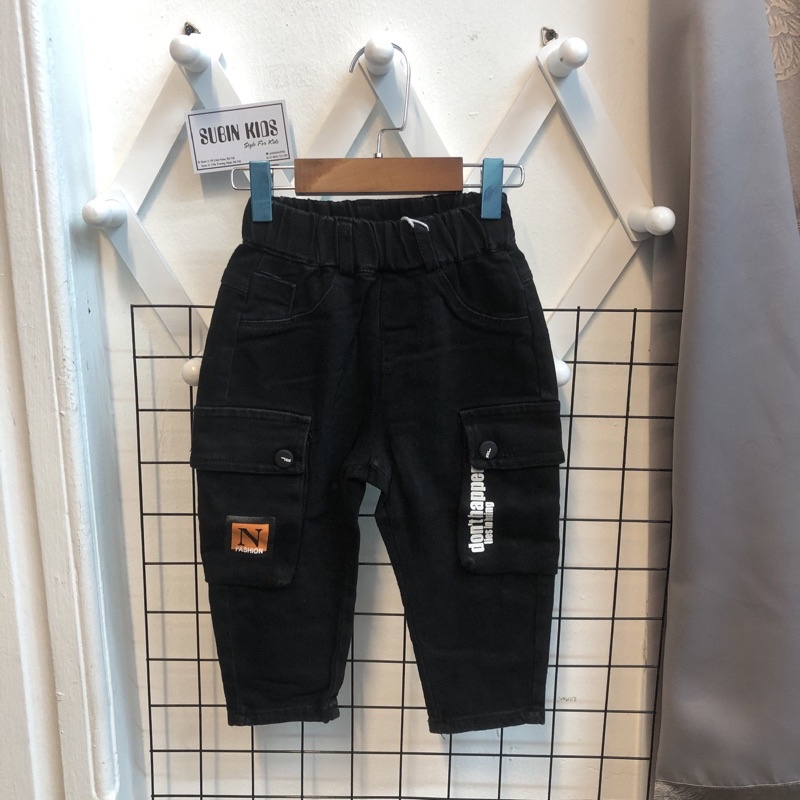 Quần jeans trẻ em SBQB008 sz 10-18kg quần bò cho bé trai / bé gái rách vá bo gấu  SUBIN KIDS