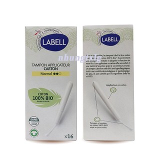 [Mẫu mới] Tampon có cần đẩy bằng giấy Labell - 24 que/hộp, BIO 16 que/hộp
