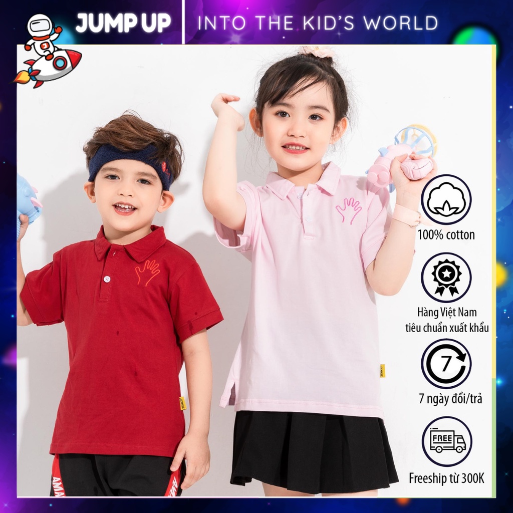 Áo Polo Trẻ Em, Áo Thun Có Cổ Bé Trai Bé Gái Chất Liệu 100% Cotton Cao Cấp Co Dãn 4 Chiều Jump Up