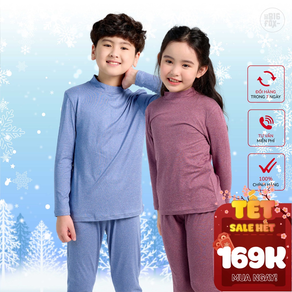 Bộ giữ nhiệt bé trai bé gái BIGFOX MISS MEOW, bộ quần áo dài tay cho bé size trẻ em 3,4,5,6,7,..11,12,13,14,15 tuổi
