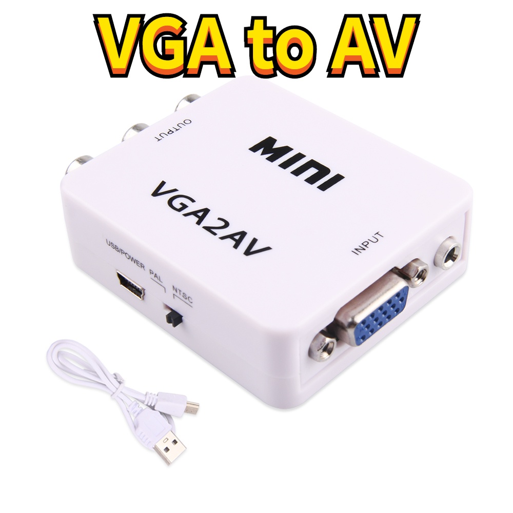 Bộ chuyển đổi mini vga sang av rca 3.5mm hỗ trợ hd 1080p vga2av rca pc sang tv hd,VGA to AV