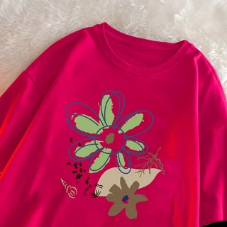Áo thun FASHMILY 100% cotton tay ngắn cổ tròn dáng rộng thời trang mới 2023 cho nữ