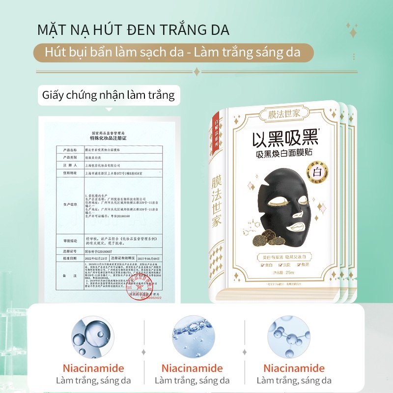 MASK FAMILY mặt nạ niacinamide dưỡng ẩm làm trắng sáng cải thiện và chăm sóc da mặt 21 miếng