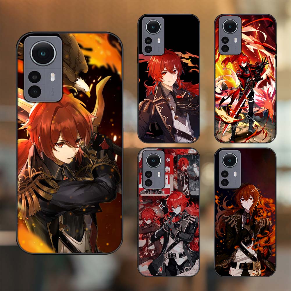 Ốp lưng Xiaomi 12 Pro 5G viền đen in hình Diluc Genshin Impact