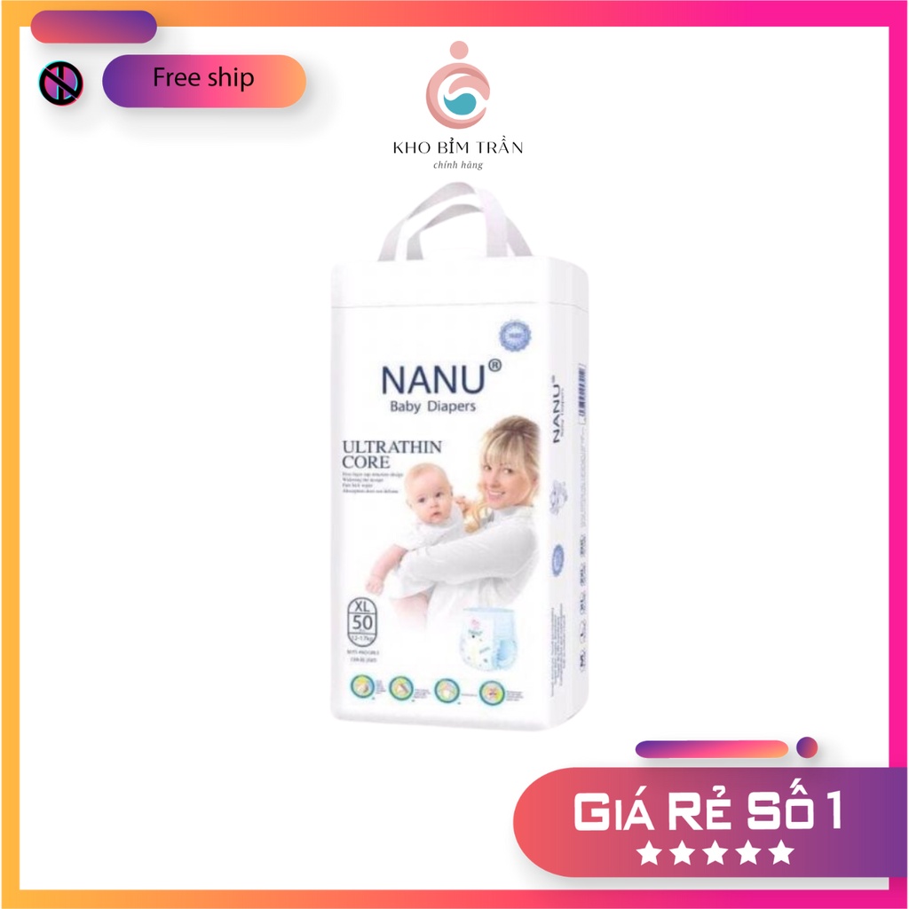 COMBO 100 miếng bỉm dán NANU, Size: S, M