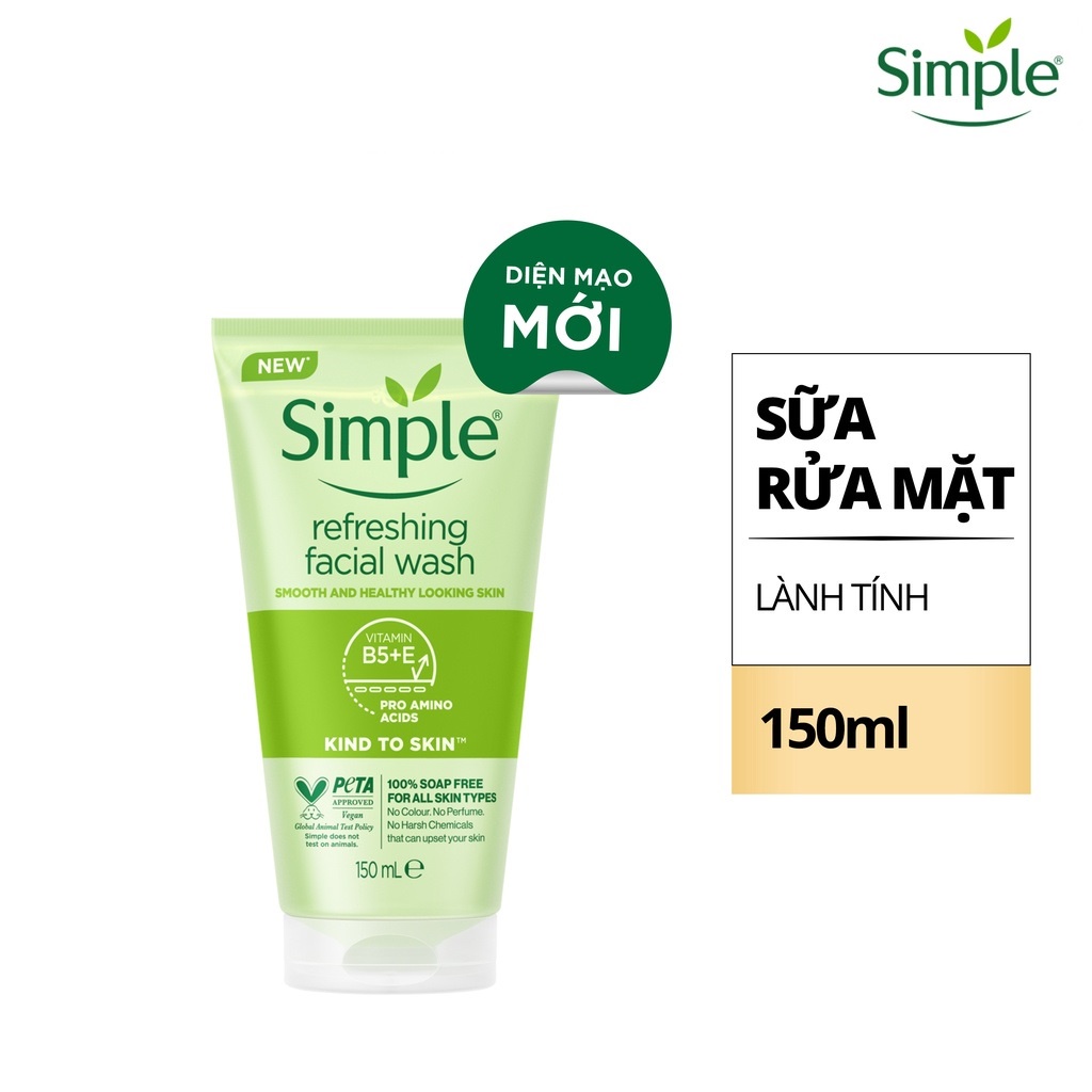 Sữa rửa mặt Simple lành tính sạch thoáng - cho da nhạy cảm 150ml