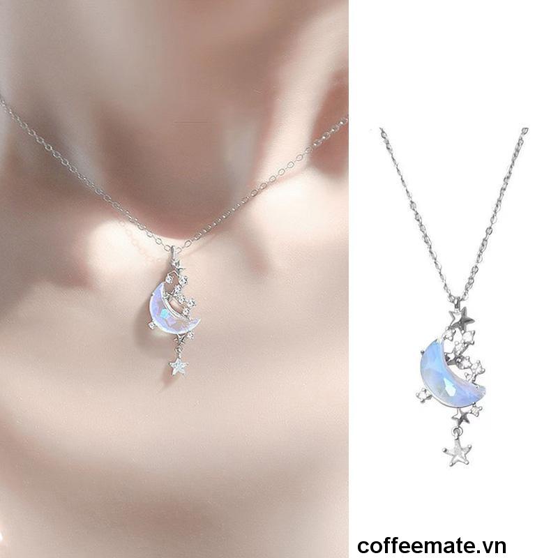 【coffeemate】⚡Vòng cổ Mặt Trăng Sao Đính Đá Thời Trang Cho Nữ