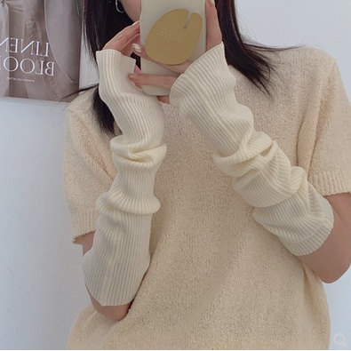 Găng tay len dài hở ngón giữ ấm màu đông cho nữ Fashion Y2K Retro