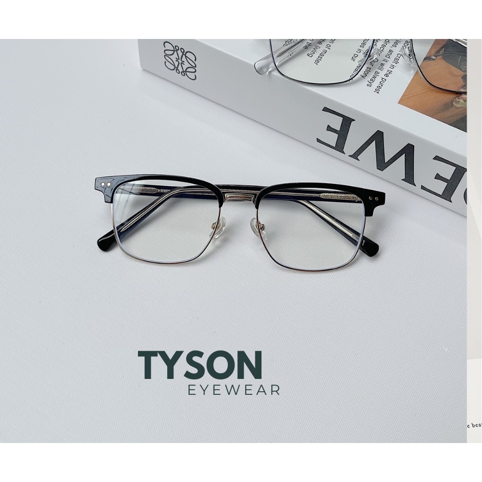 #9083 Gọng kính Chủ CLB Vành nửa gọngTYSON kim loại phong cách HÀN QUỐC nam nữ tặng hộp khăn