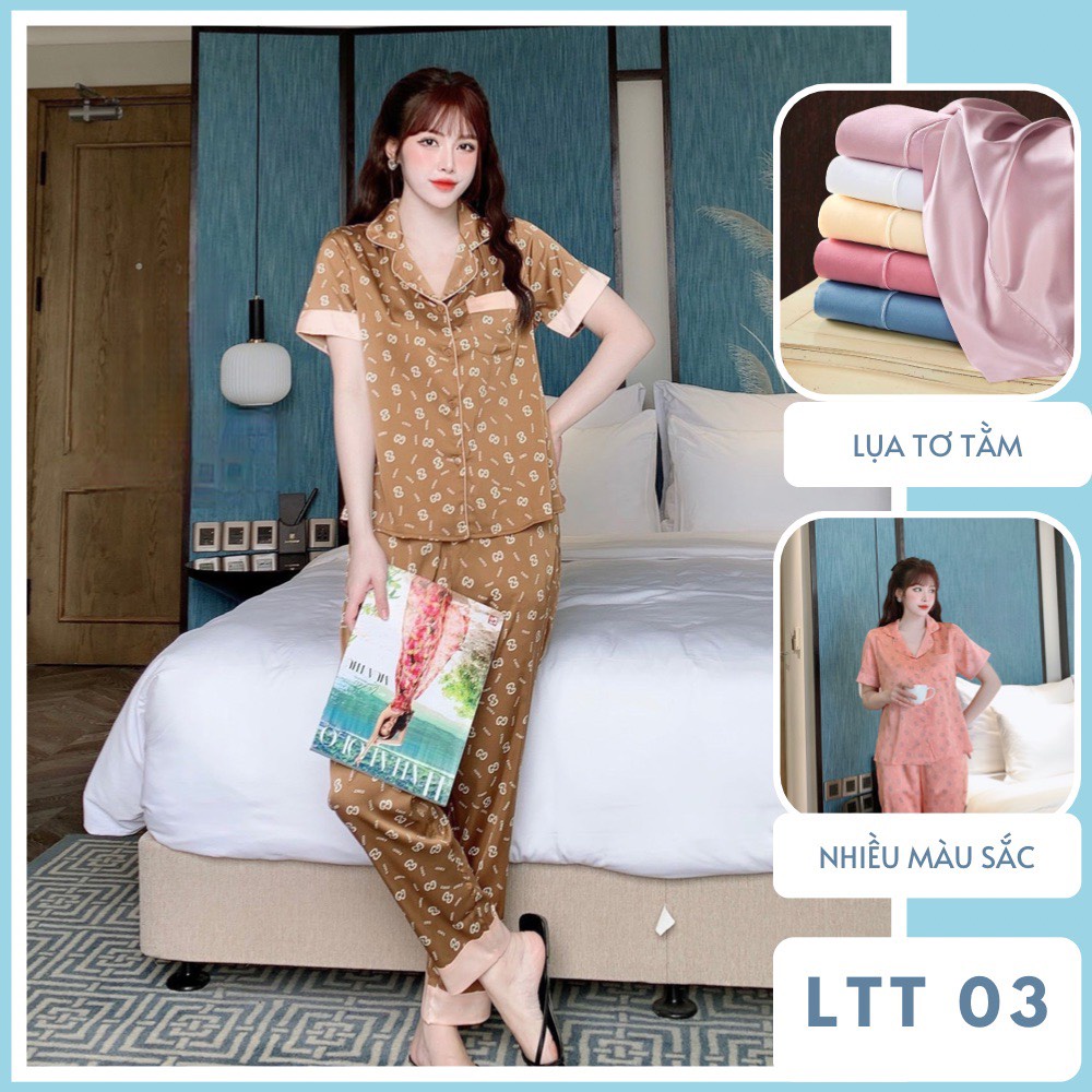 Đồ ngủ lụa ngắn tay Sam pijama mặc nhà chất lụa tơ tằm mềm mịn mượt không nhăn không xù nhẹ nhàng