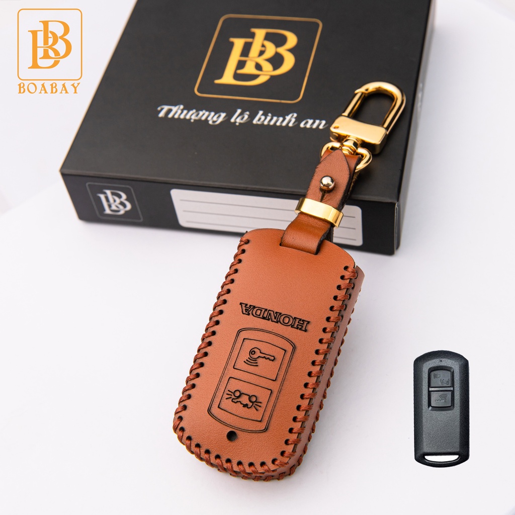 Bao da chìa khoá xe máy bb cao cấp honda airblade, lead, vision, vario form cũ chìa thông minh 2 khắc tên, số điện thoại
