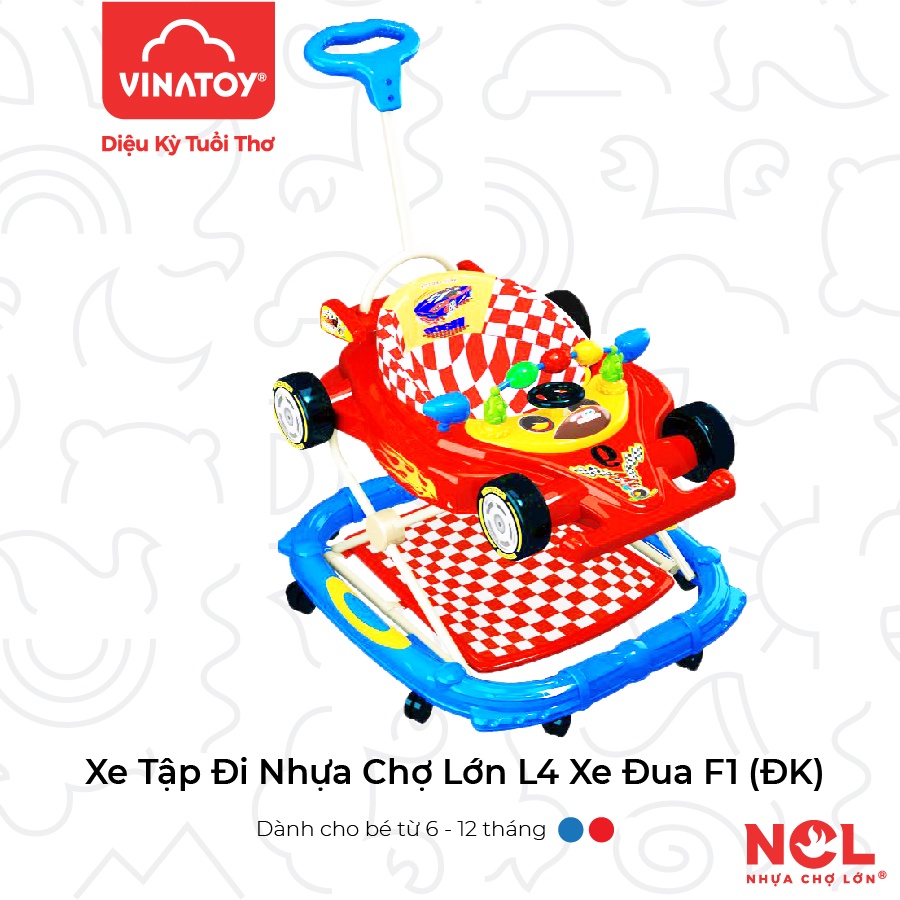 Xe Tập Đi Nhựa Chợ Lớn L4 Xe Đua F1 ĐK (Không nhạc) Cho Bé Từ 6 đến 12 Tháng - M1632A-XTĐ
