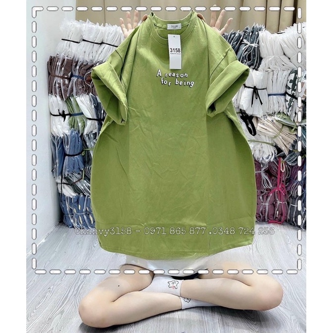 Áo phông cotton khô 3158 form rộng nam nữ oversize in chữ Areason