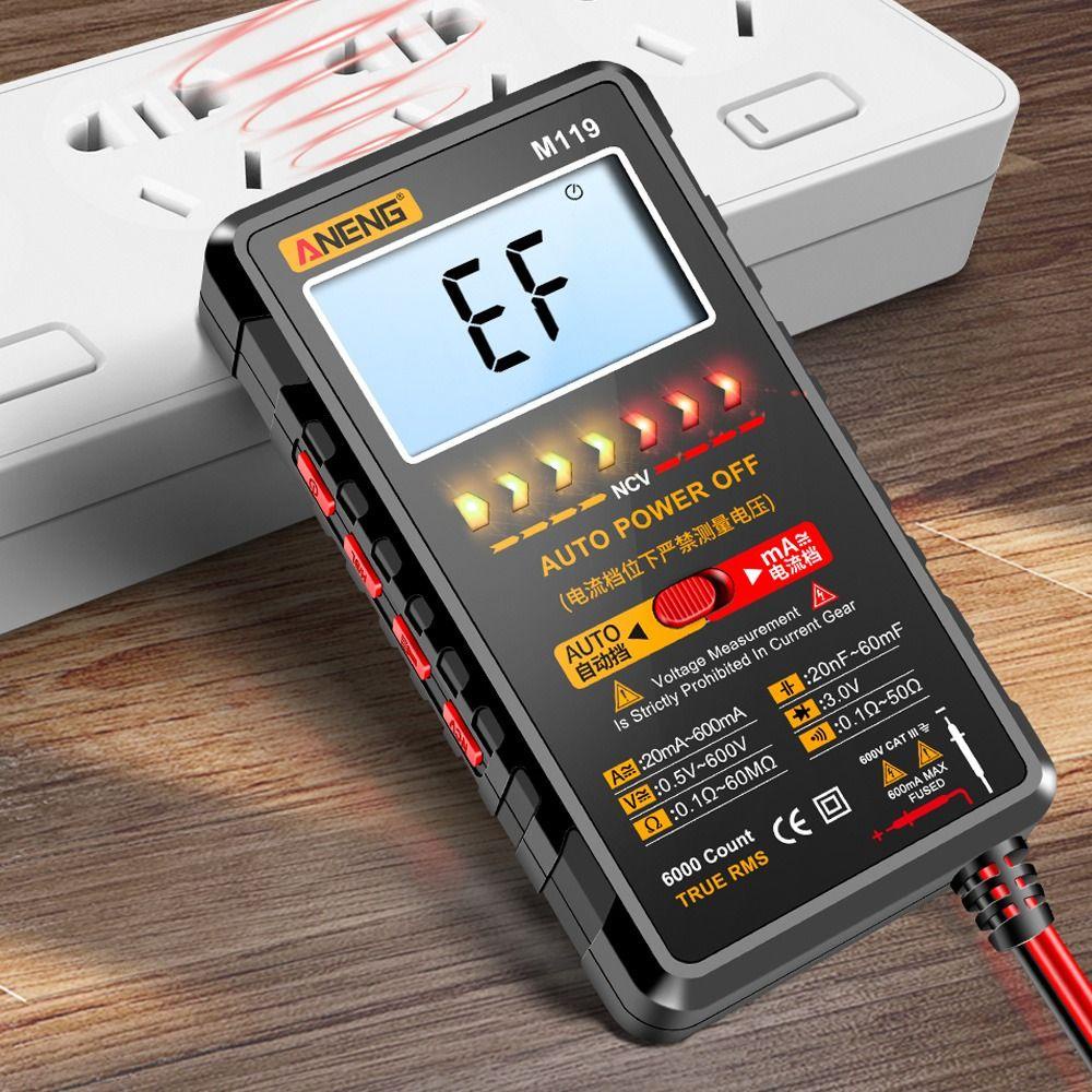 Jane Đồng Hồ Vạn Năng Kỹ Thuật Số ANENG M119 Màn Hình LCD Với Cáp Dữ Liệu NCV Giữ Đèn Pin