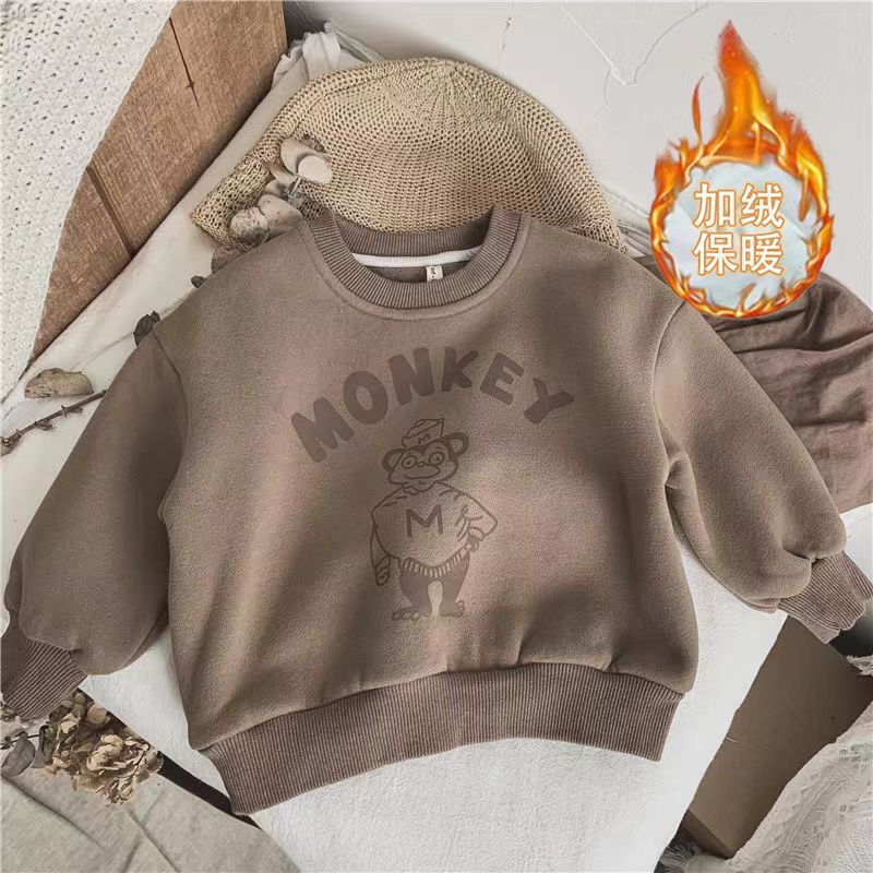 Áo Hoodie Vải Bông Chui Đầu In Chữ Thời Trang Thu Đông Mới Cho Bé Trai Và Gái