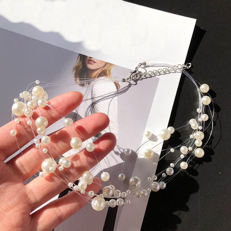 Vòng Cổ Choker Nhiều Lớp Đính Ngọc Trai Nhân Tạo Thời Trang