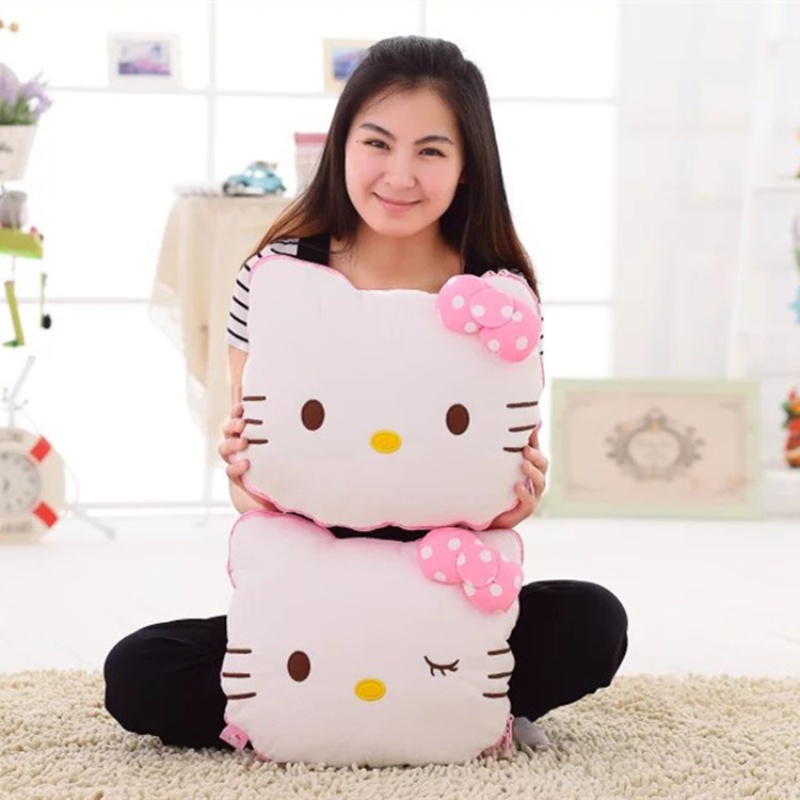 Gối Đệm Hình Chú Mèo Hồng Đáng Yêu Đa Năng Dùng Trong Xe Hơi