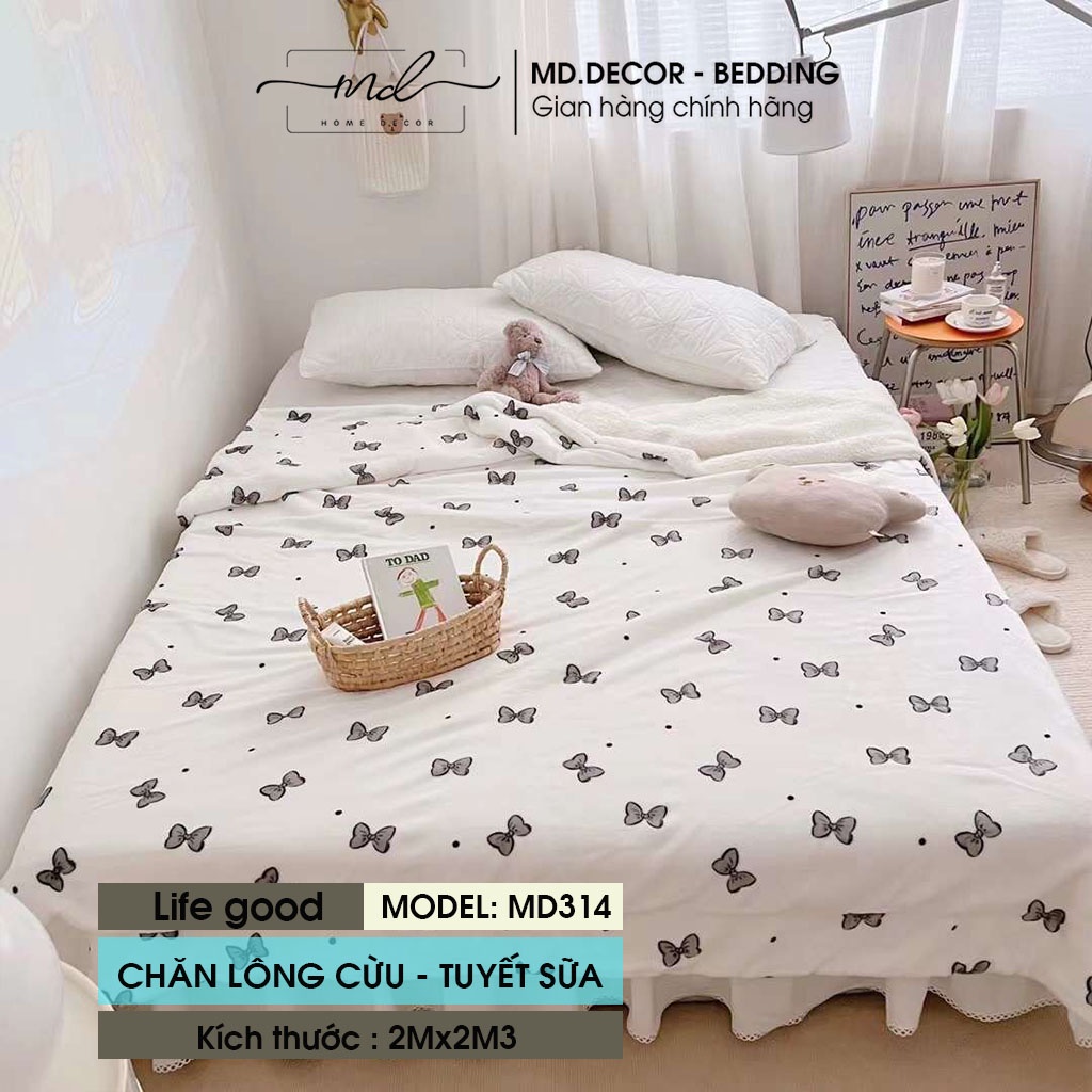 Chăn lông cừu nhung tuyết MD Decor kích thước 2mx2m3 ấm áp nhiều họa tiết 3D dễ thương tiện lợi cho mọi gia đình