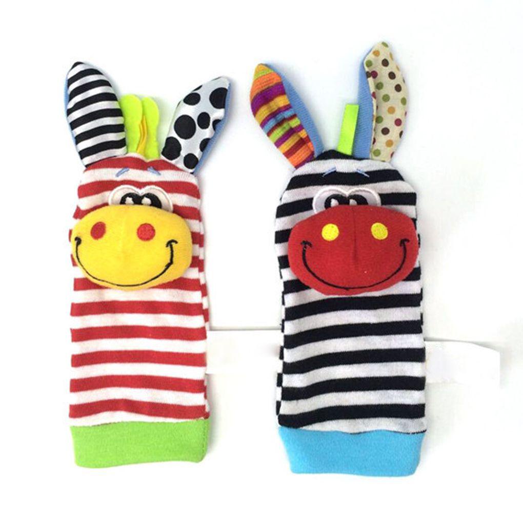 Set 2 / 4 Đồ Chơi Chuông Lắc Tay / Chân Hình Động Vật Dễ Thương Cho Bé