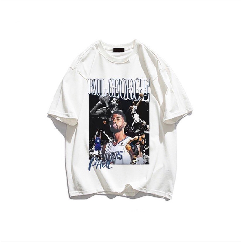 Áo Phông Cổ Tròn In Họa Tiết Bóng Rổ PAUL GEORGE 100% Cotton Thoáng Khí