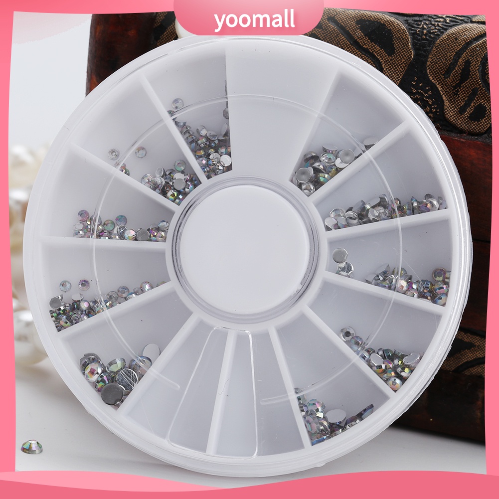 Hộp Hạt Đá Acrylic 5 Kích Cỡ Đính Móng Tay Trang Trí Nghệ Thuật 1 Bánh Xe