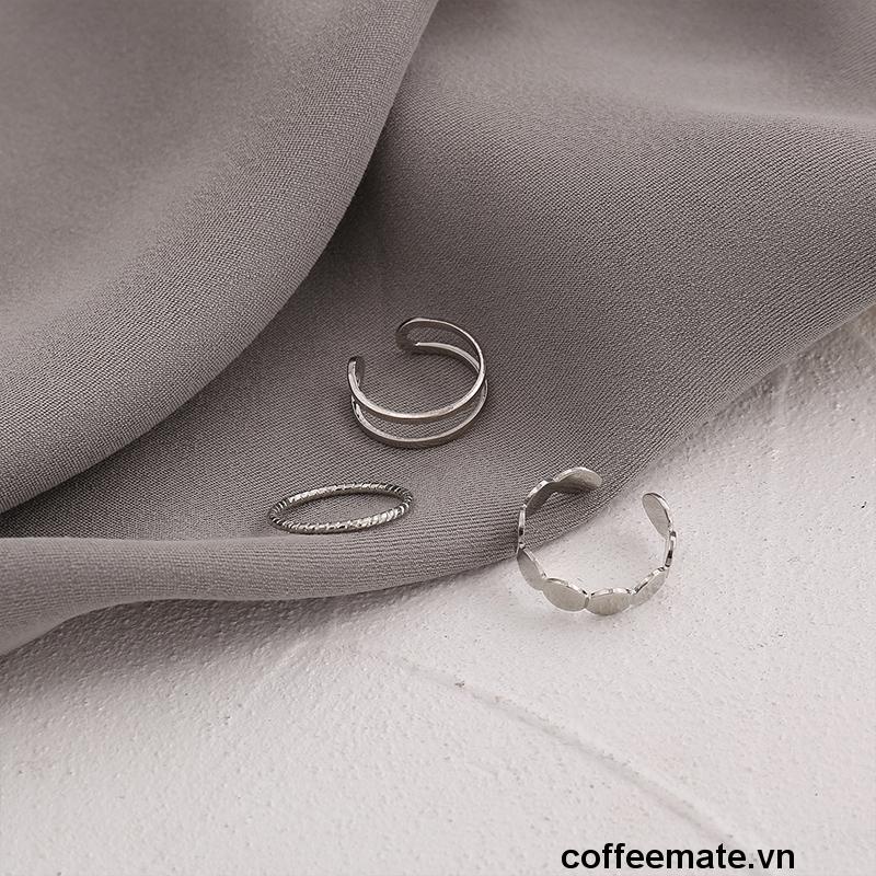【coffeemate】⚡ Bộ Nhẫn Hở Phong Cách Hip Hop Cổ Điển Cho Nam Và Nữ