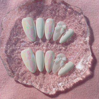 NAILBOX thiết kế, móng giả thiết kế, ẩn nhũ đính nơ đơn giản sang trọng, móng up thiết kế