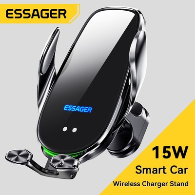 ESSAGER Giá Đỡ Điện Thoại Kiêm Sạc Nhanh Không Dây Qi 15W Gắn Lỗ Thông Gió Xe Hơi Dành Cho iP 14 13 12 X Pro Max