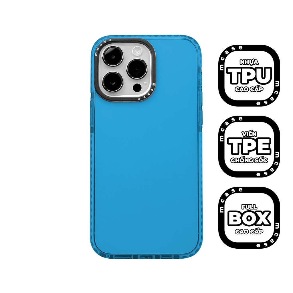 Ốp Iphone Chống Sốc Trong Suốt Xanh Coban M CASE iphone 11 / 11 Pro Max / 12 Pro Max / 13 Pro Max / 14 Pro Max