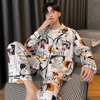 Bộ đồ mặc ở nhà tay dài in hoạt hình one piece trẻ trung thời trang thu đông 2022
