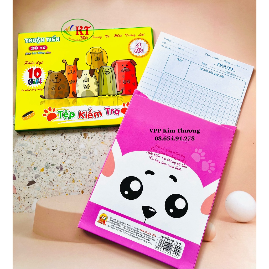 Tệp kiểm tra Thuận Tiến định lượng 80 gam, 20 tờ, 4 ô ly ( giao hình ngẫu nhiên)