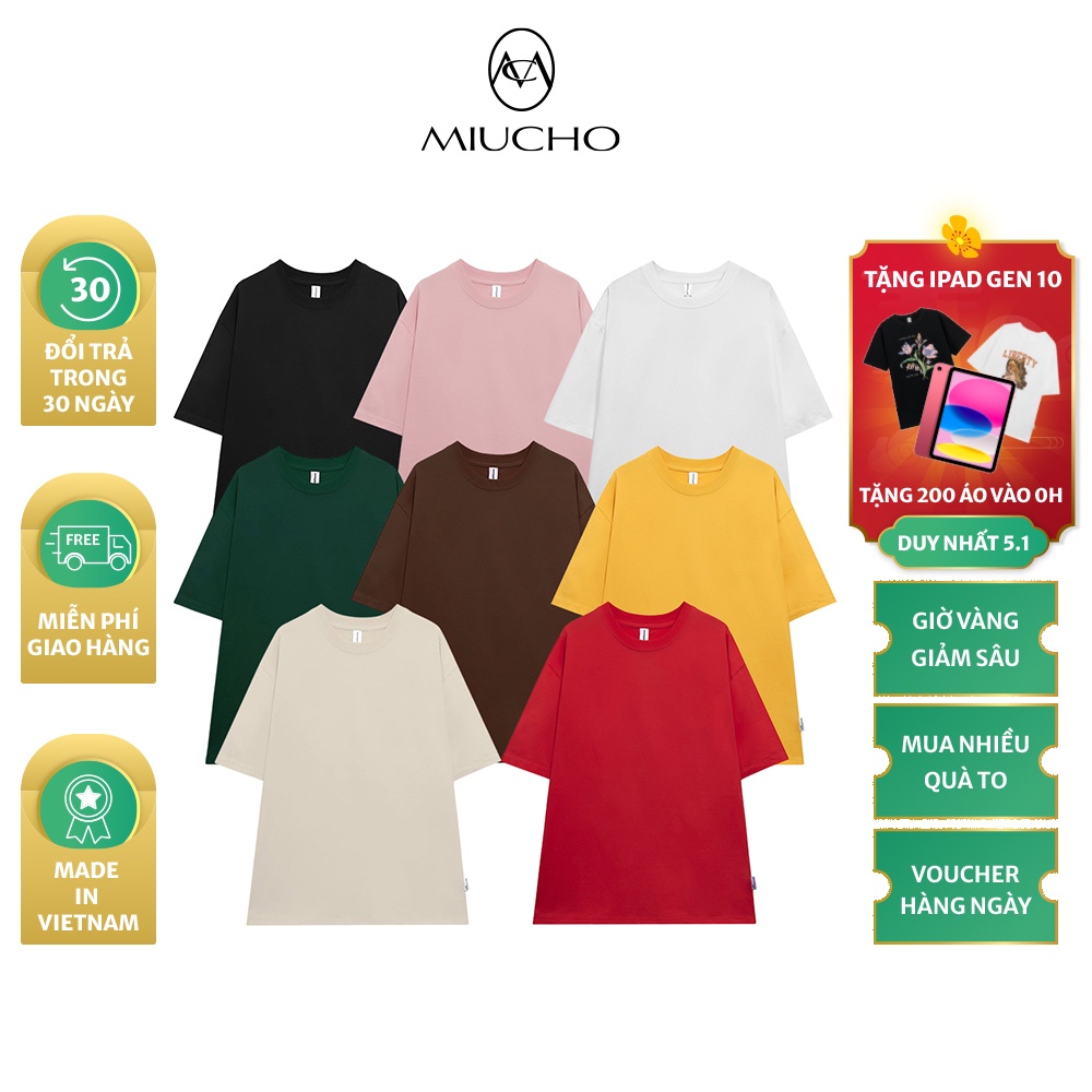 Áo thun trắng trơn tay lỡ form rộng đẹp oversize chất vải cotton ATT01 Miucho basic tee