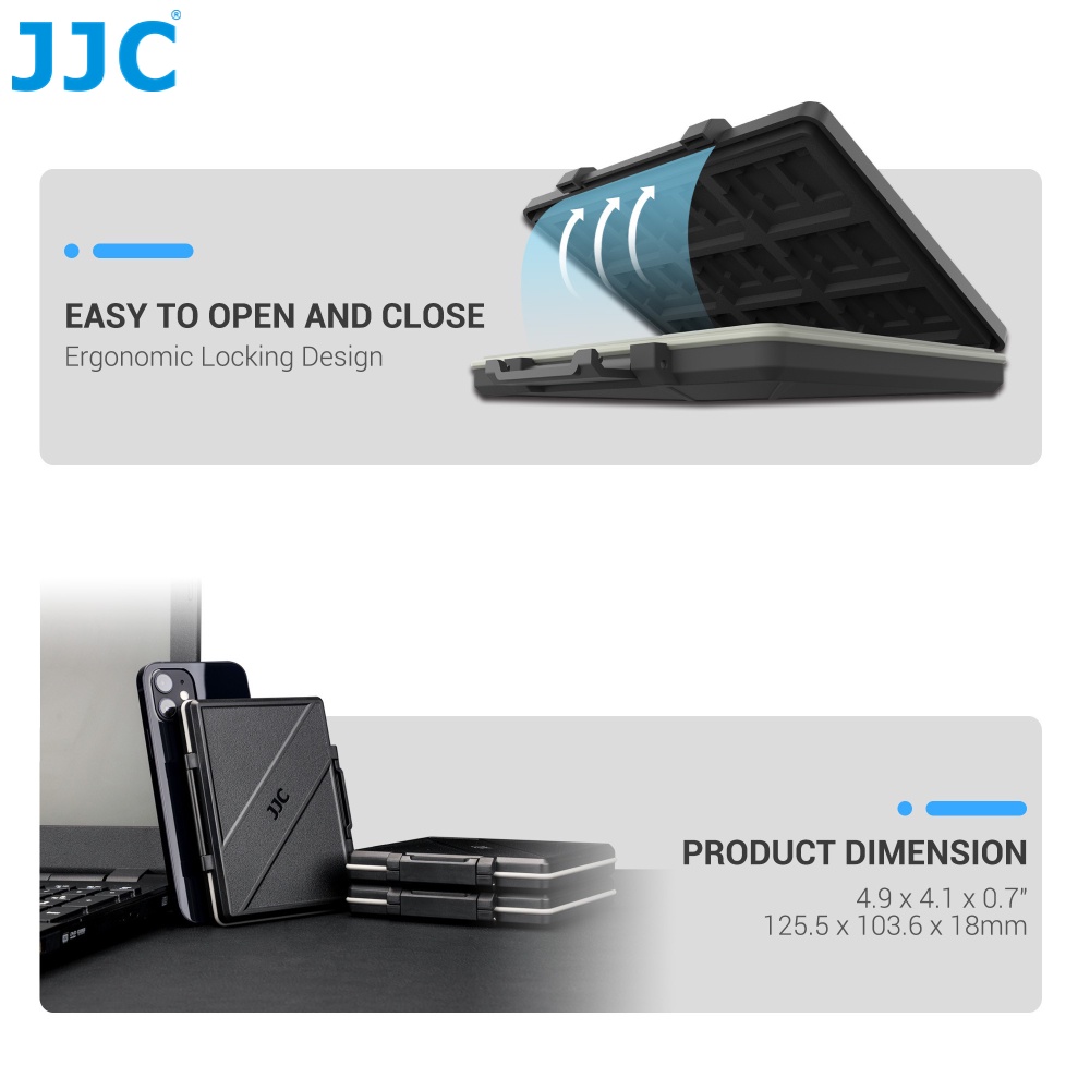 Hộp đựng bảo vệ thẻ nhớ JJC đa năng 45 khe cắm để đựng thẻ flash/SD/Micro SDMSD/CF/XQD CFexpress Type A/CFexpress Type B