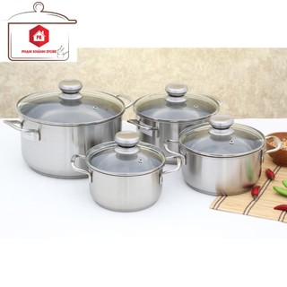 Bộ 4 Nồi Inox 430 FiveStar 3 Đáy Nắp Kính Sử Dụng Được Trên Mọi Loại Bếp