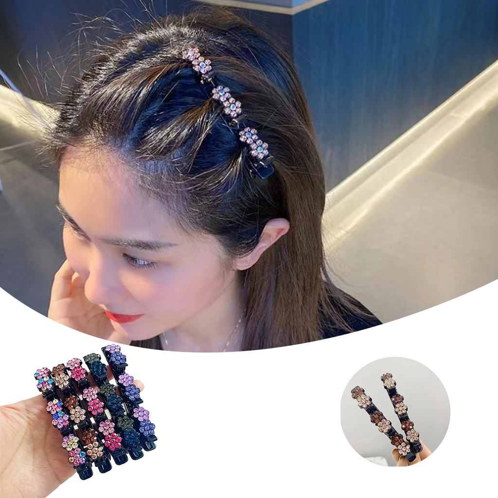Set 4 / 5 Kẹp Tóc Hai Lớp Hình Bông Hoa Co Giãn Chống Trượt Chống Trầy Xước Chống Rơi