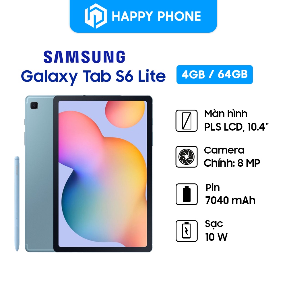 Máy tính bảng Samsung Galaxy Tab S6 Lite (4GB/64GB) - Hàng Chính Hãng, Mới 100%, Nguyên seal, Bảo Hành 12 Tháng