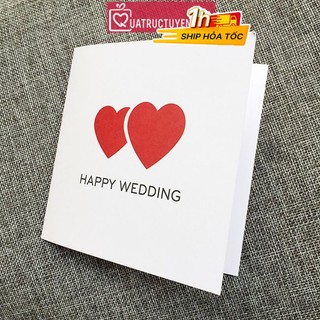 Thiệp vuông gấp Chúc Mừng Đám Cưới quà tặng  - Happy Wedding