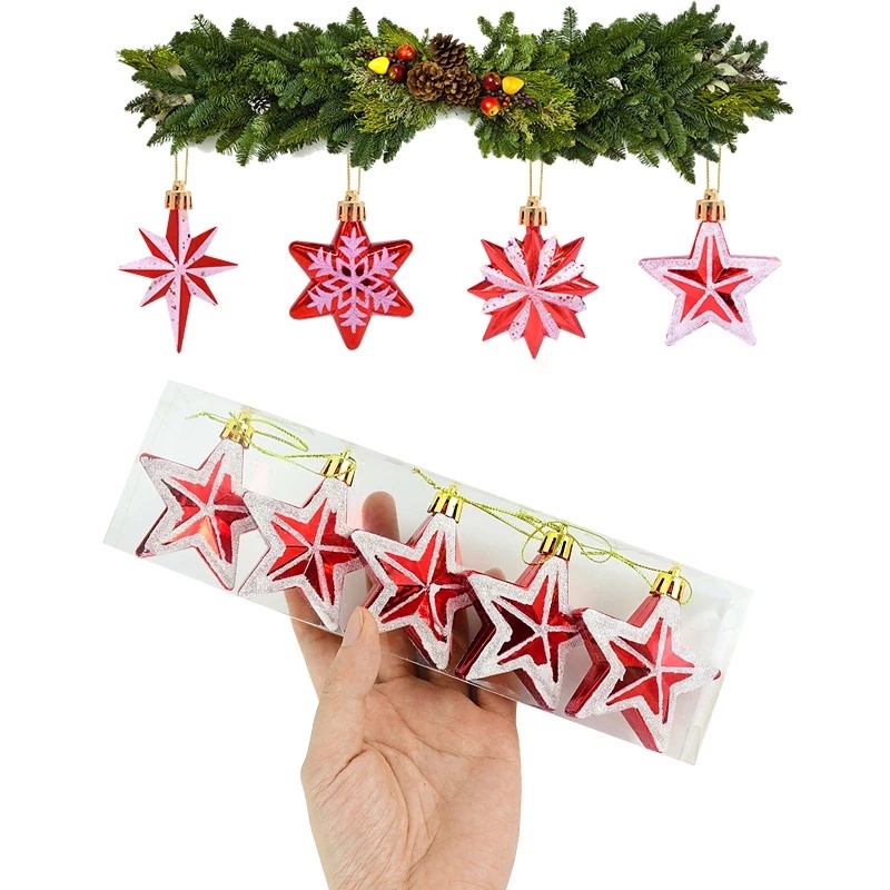 5 / 6 Ngôi Sao Bằng Nhựa Đa Giác Trang Trí Cây Thông Giáng Sinh Năm Mới