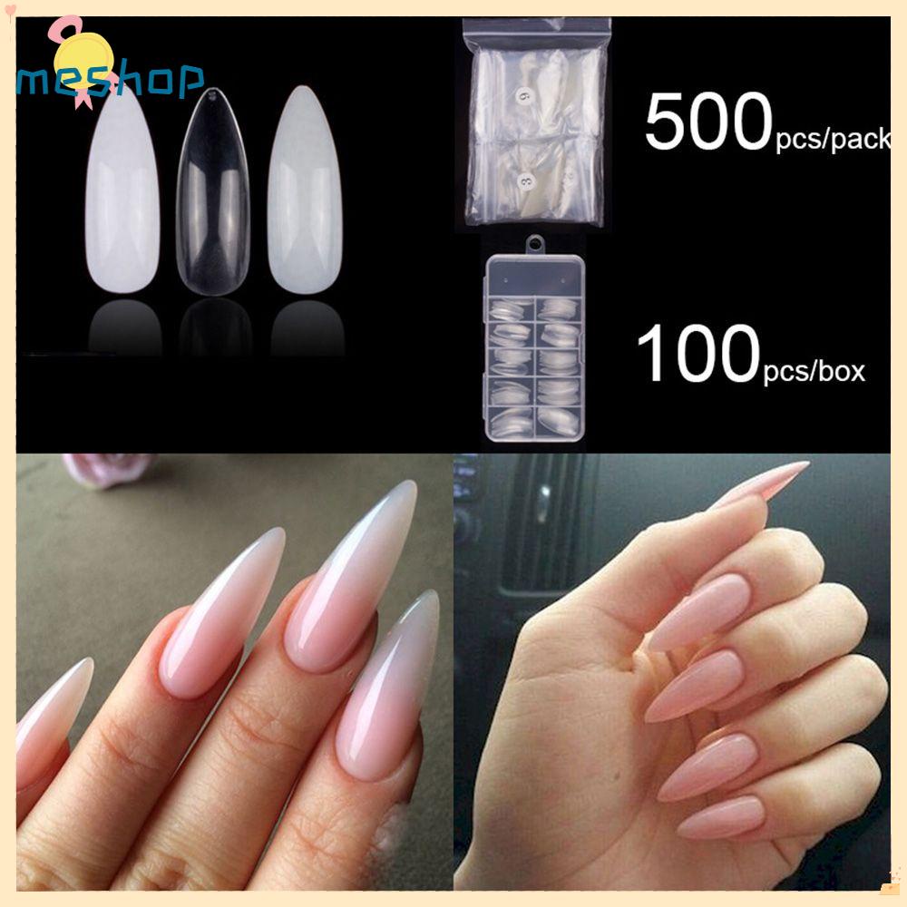 Set 100 / 500 Móng Tay Giả 3 Màu Gel UV Acrylic Làm Đẹp
