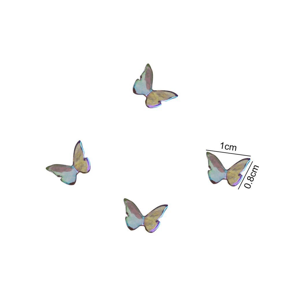 Set 30 Phụ Kiện Trang Trí Móng Tay Hình Bướm 3D Bằng Acrylic Không Phai Màu Holographic