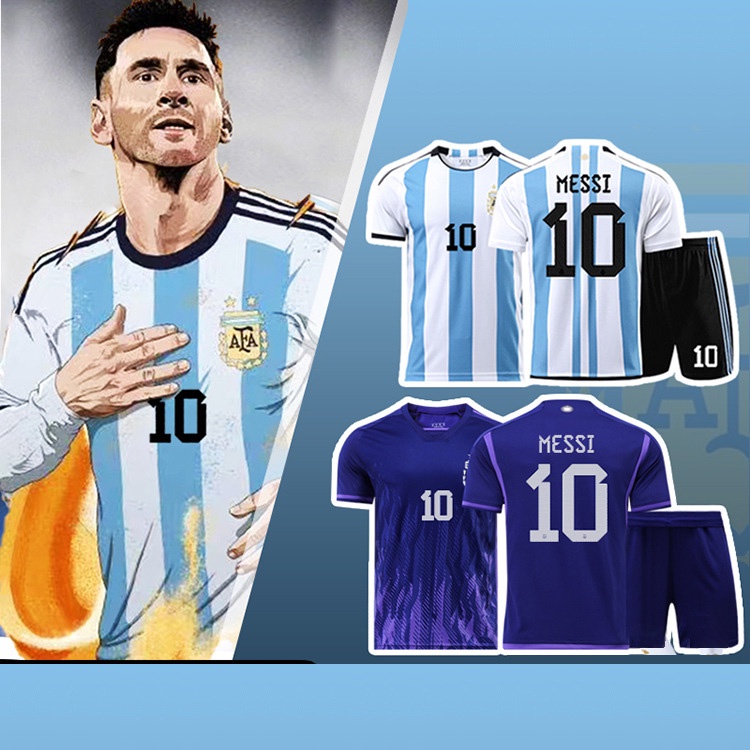 Áo Thun Bóng Đá Argentina Số. Bộ Quần Áo Đá Banh In Hình Messi 10 Cho Nam Và Nữ