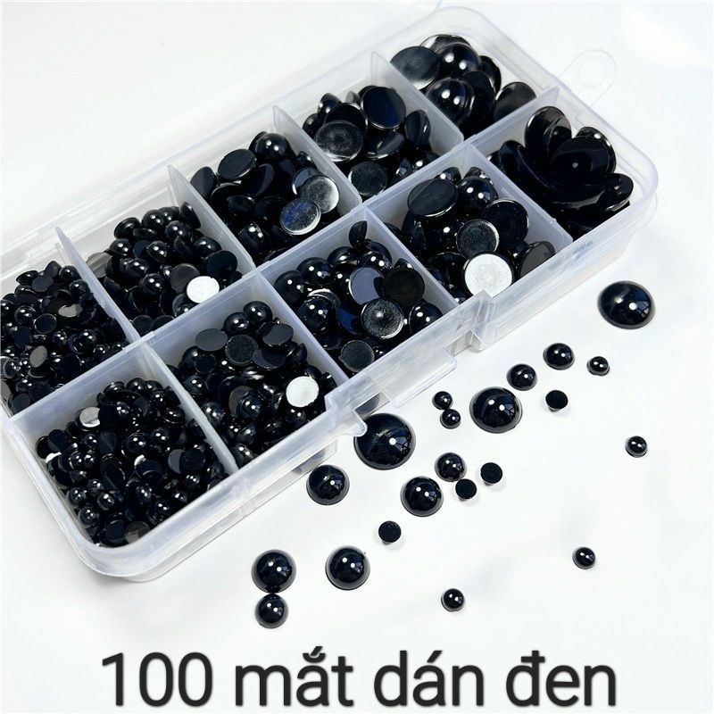 Set 100 mắt nhựa màu đen 3_12 cho búp bê/ gấu