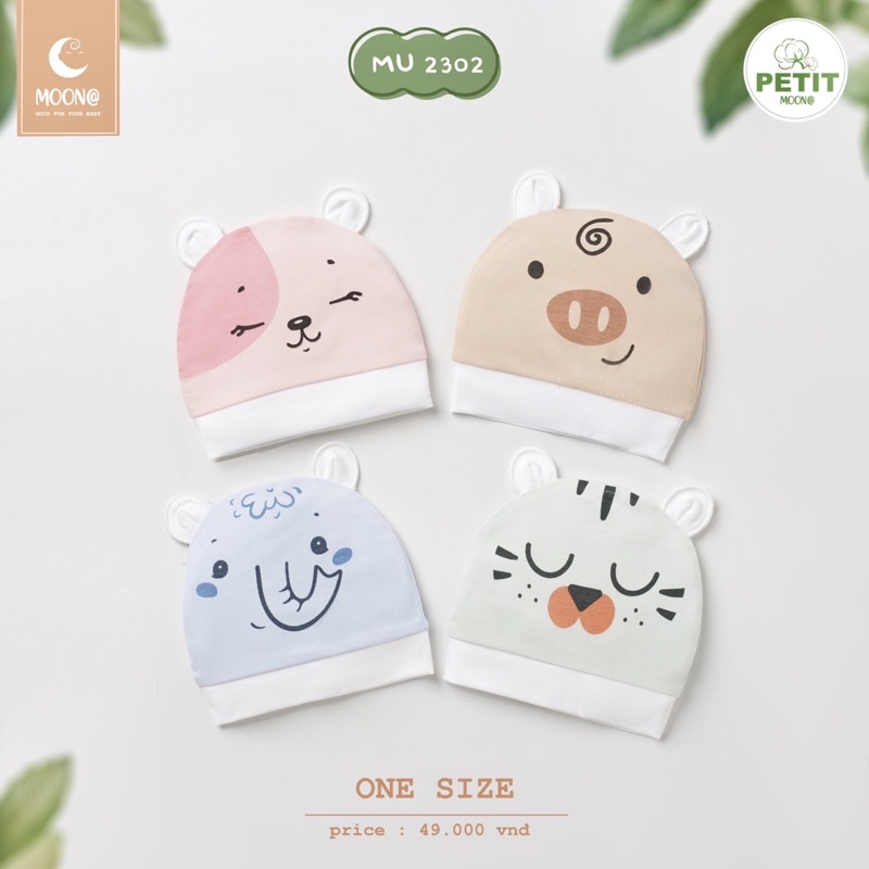 Moon - Mũ và bao tay chân cho bé sơ sinh Hãng MOON Chất Petit Mềm Mịn