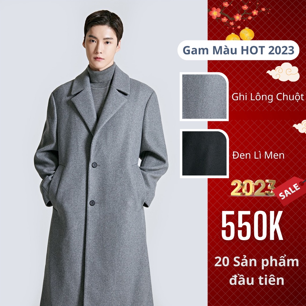Áo khoác mangto nam Overcoat dạ lông cừu cao cấp Basic thương hiệu BAETON - K01