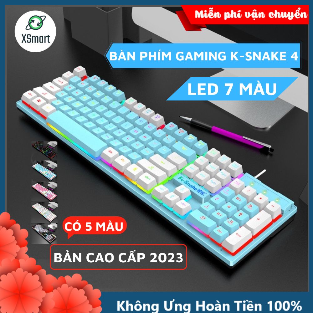 Bàn Phím Giả Cơ Máy Tính Gaming LED 7 Màu K-Snak4 Có Dây, Chống Nước Chơi Game