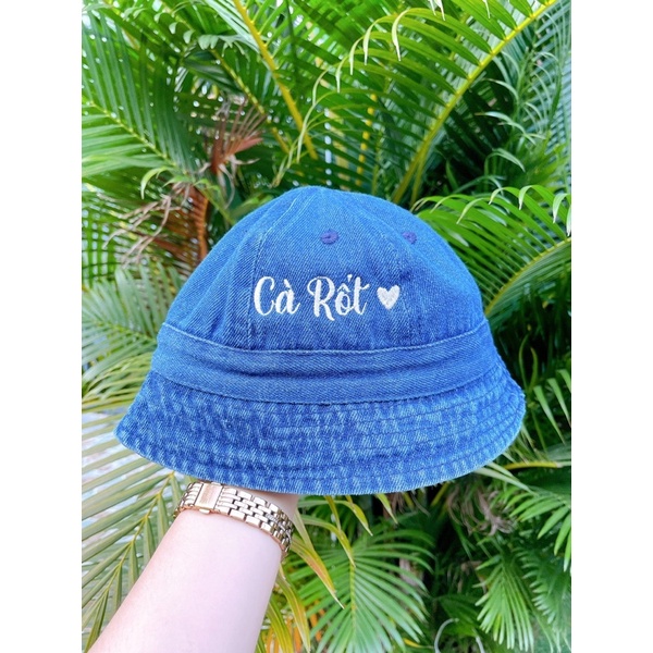 Mũ Bucket Jean Thêu tên cho bé. Nón Bucket Denim Thêu tên riêng cho bé
