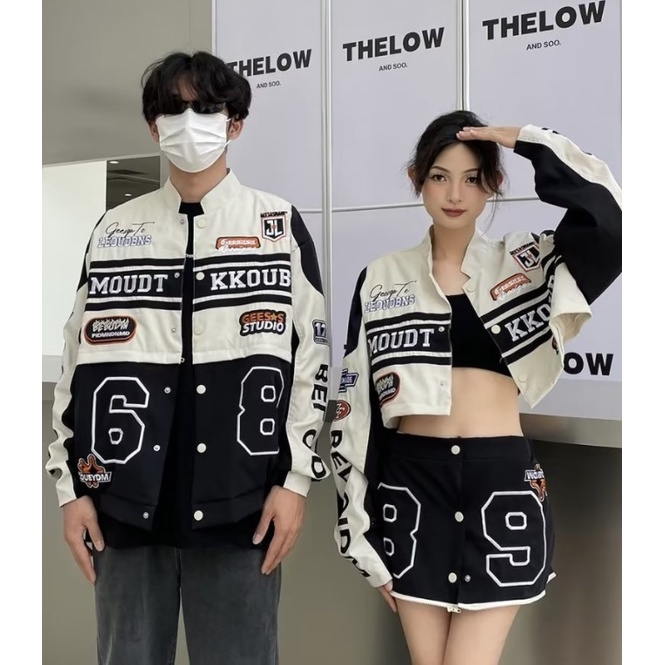 Áo Khoác Bóng Chày Dáng Rộng Phong Cách Hip Hop Cá Tính Cho Nam